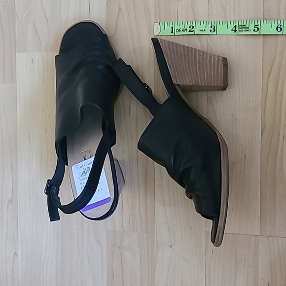 Paul Green Waverly Black Leather Slingback Block Heels Sandals Women's Size 8 - Picture 6 of 11